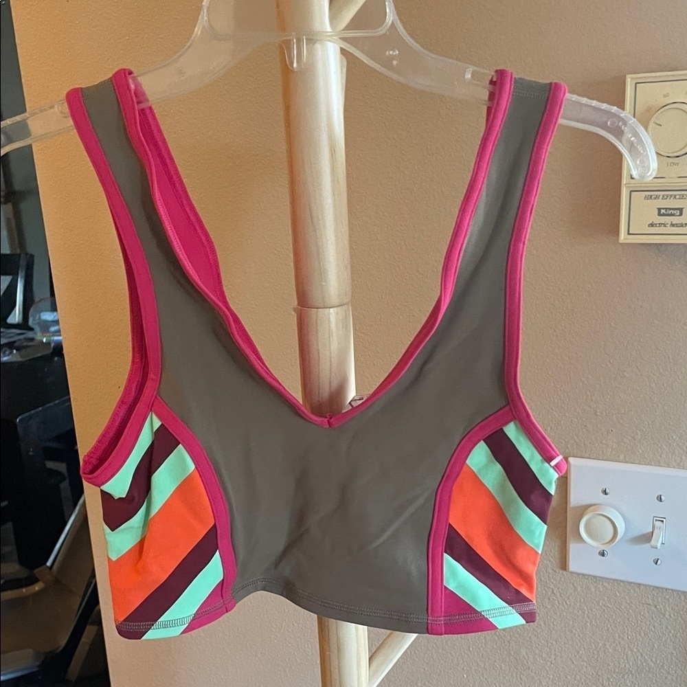 Vibrant Women's Crop Top with Pink and Orange Accents